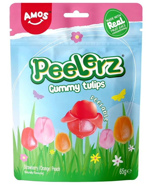 AM Assorted Fruit Tulips Shaped Peelable Gummy 65g CHN