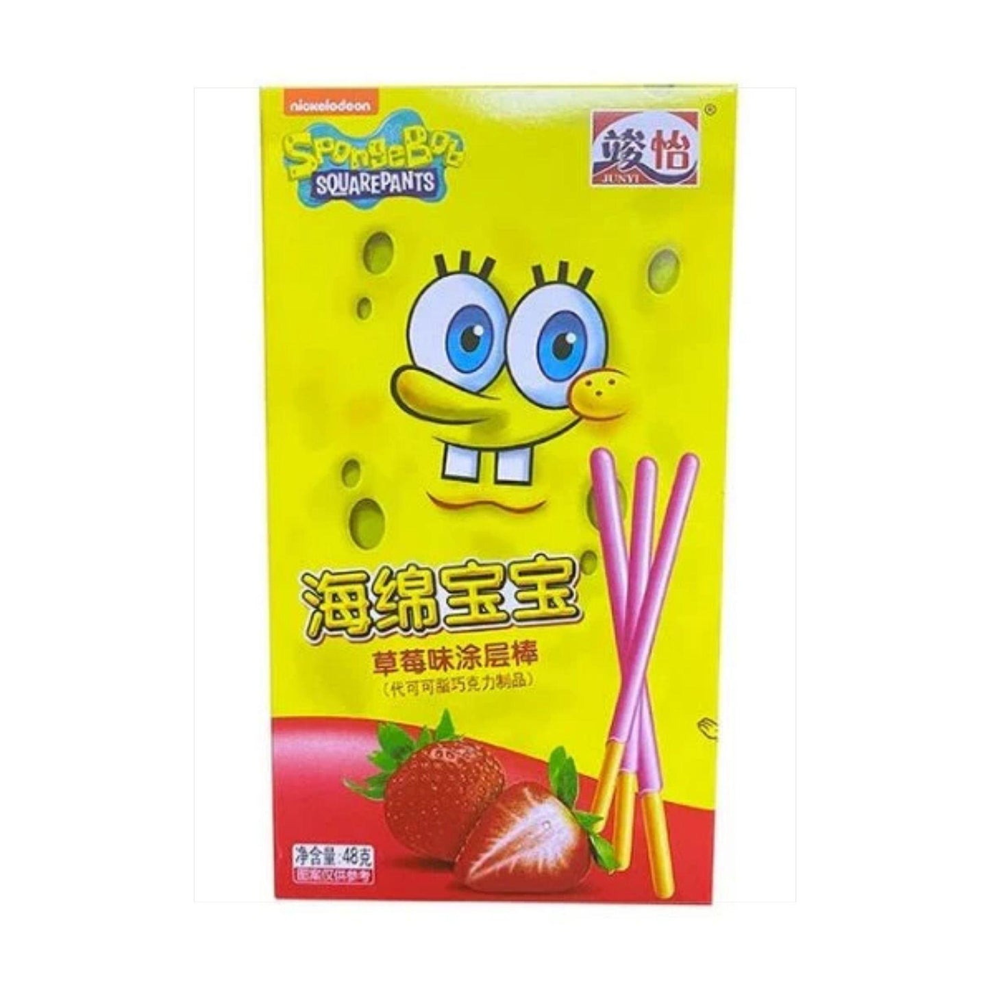 Junyi SpongeBob Strawberry Coated Sticks 48g CHN
