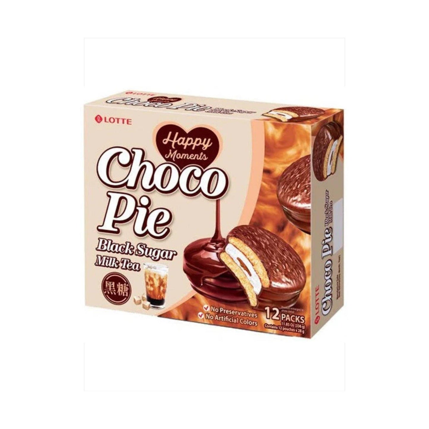 Lotte Choco Pie Black Sugar Milk Tea 336g KOR