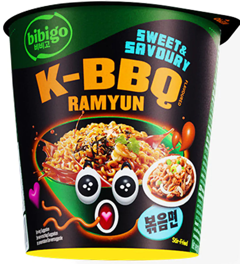 BIBIGO Korean Instant Cup Ramen Noodles(K-BBQ Sweet & Spicy) 98g