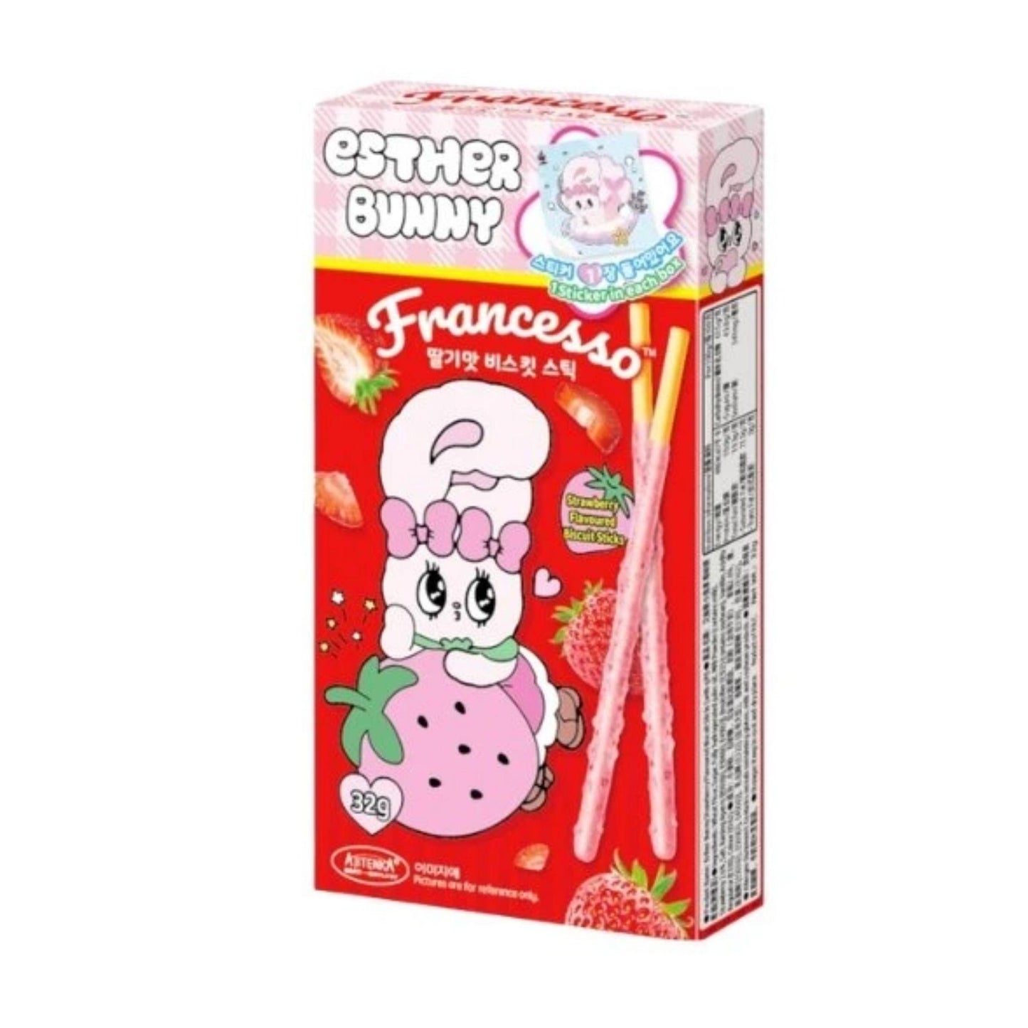 Baiwei Strawberry Coated Biscuit Sticks 32g CHN