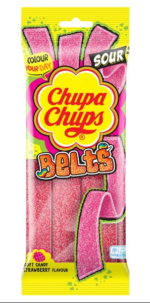 Chupa Chups Strawberry Flavour Sour Belts 90g