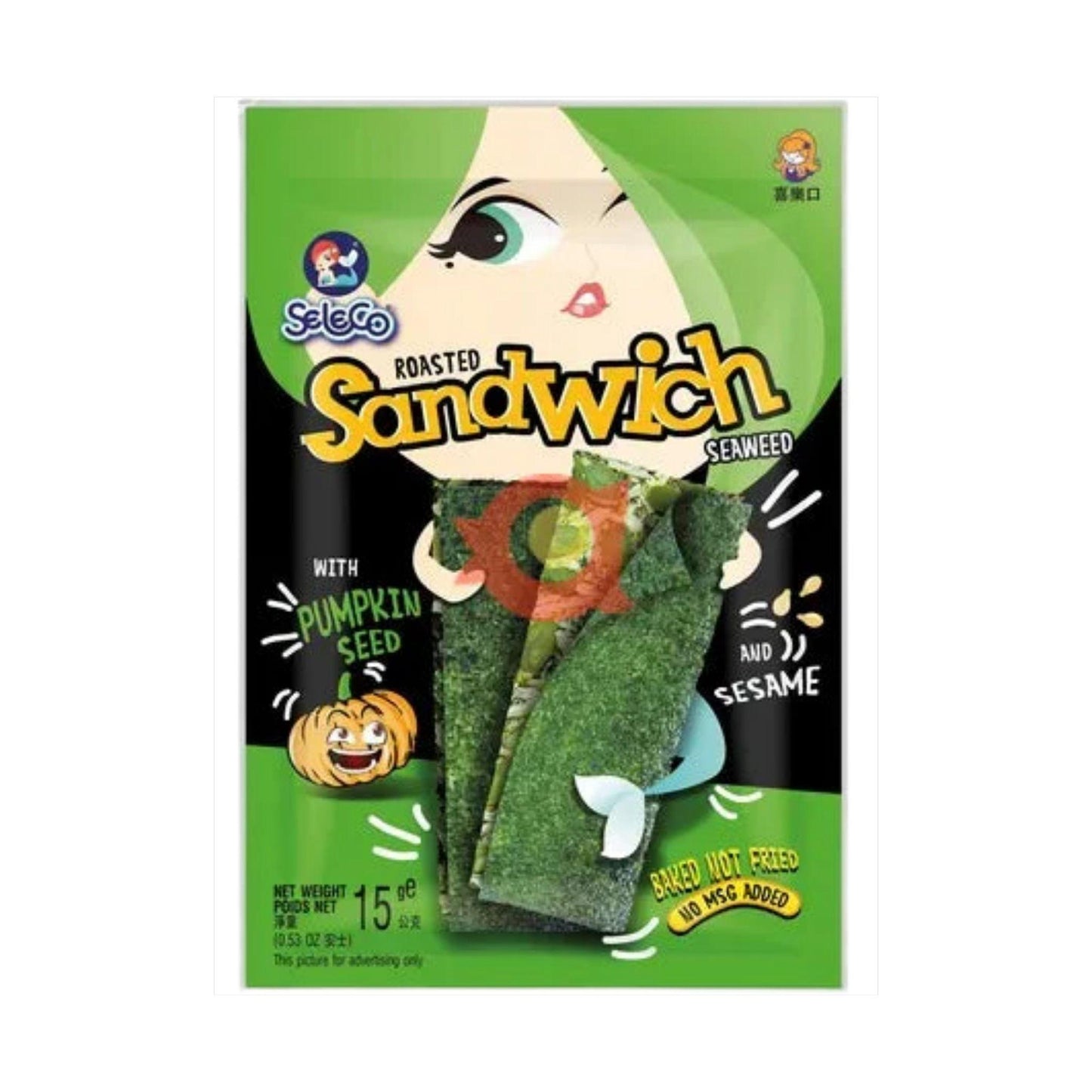 Seasoned seaweed sandwich with pumpkin seeds and sesame seeds 15g Seleco
