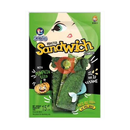 Seasoned seaweed sandwich with pumpkin seeds and sesame seeds 15g Seleco
